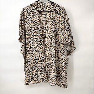 Texas True Threads Animal Print Cardigan Short Sleeve Over Shirt Small